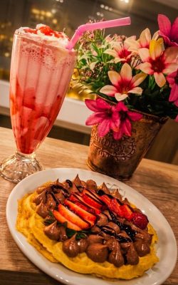 waffle y licuado